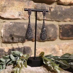 Francesca's Black Rhinestone Drop Earrings